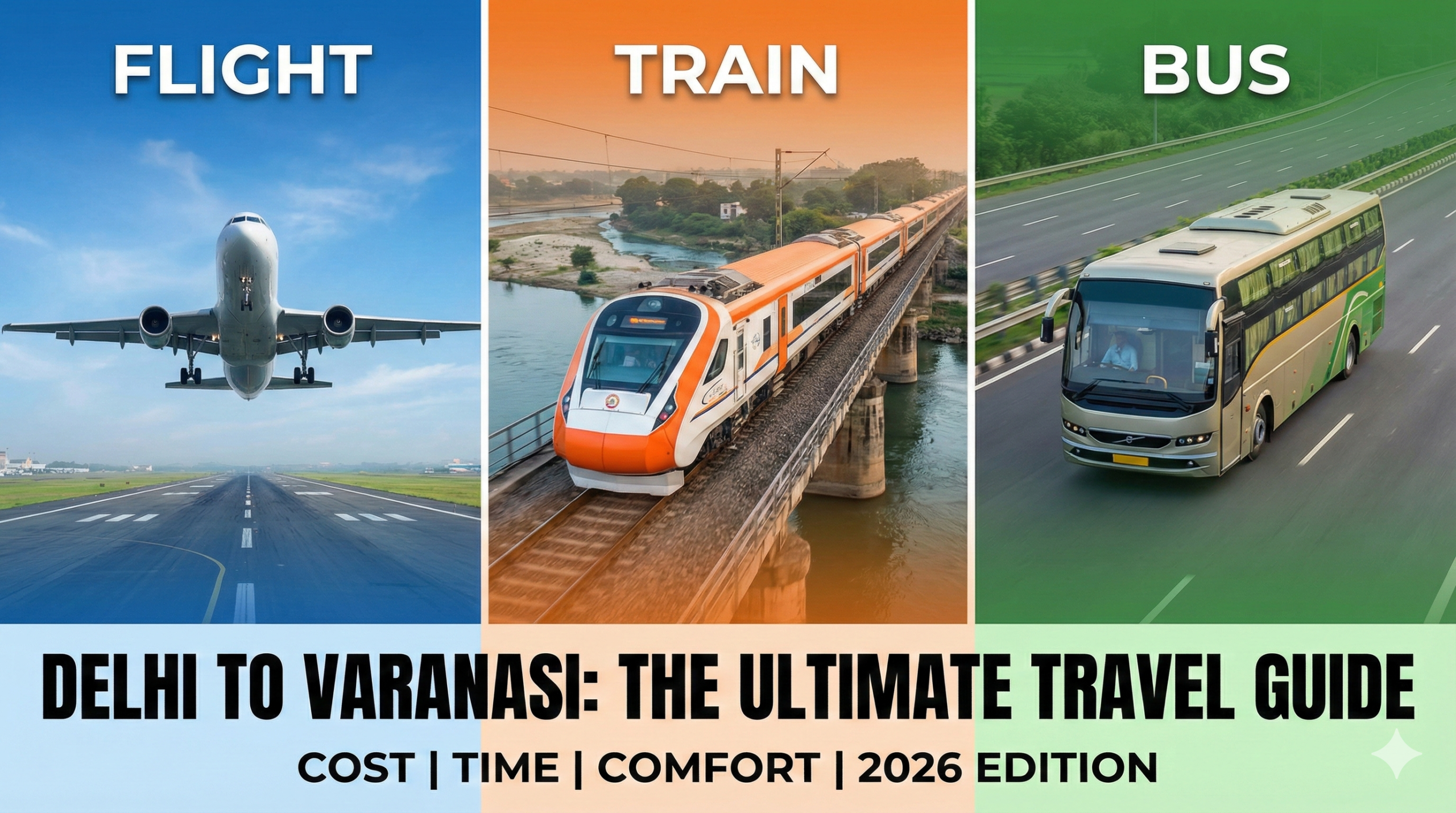 Delhi to Varanasi: Flight vs. Train vs. Bus (Cost Comparison)