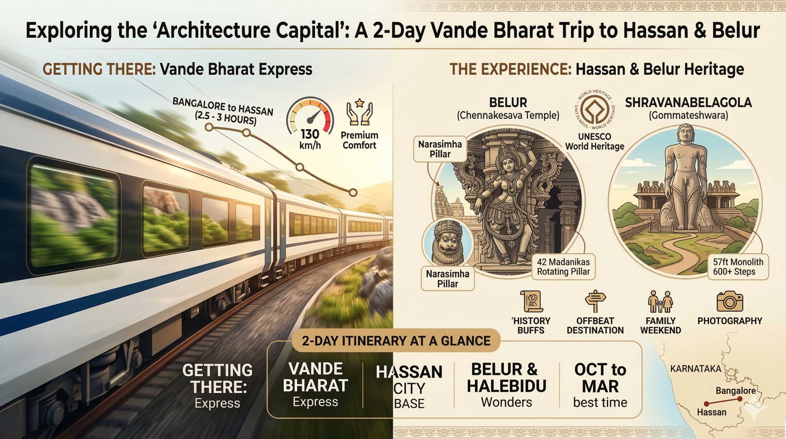 Exploring the "Architecture Capital": A 2-Day Vande Bharat Trip to Hassan & Belur