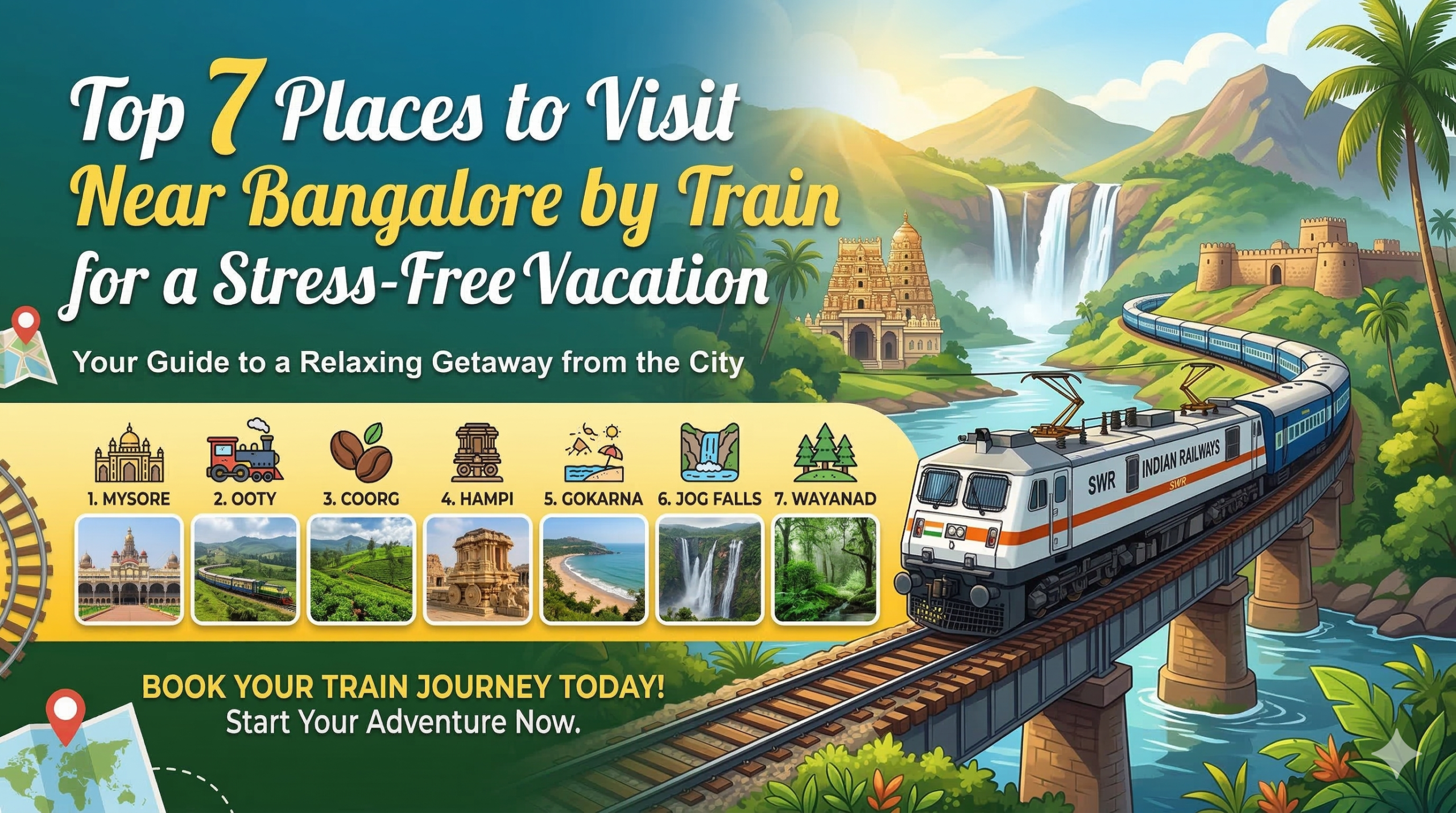 Top 7 Places to Visit Near Bangalore by Train for a Stress-Free Vacation