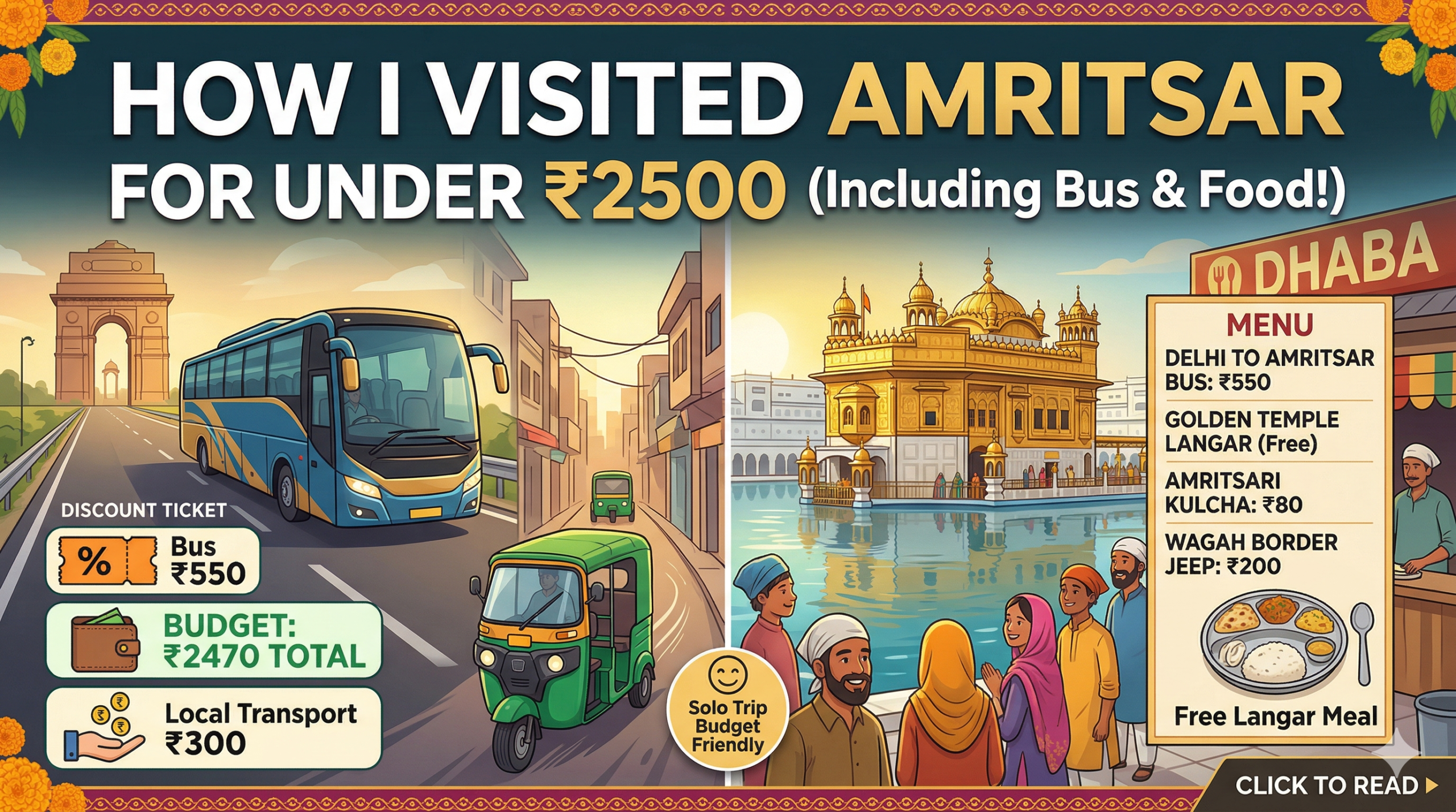 How I Visited Amritsar for Under ₹2500 (Including Bus & Food!)