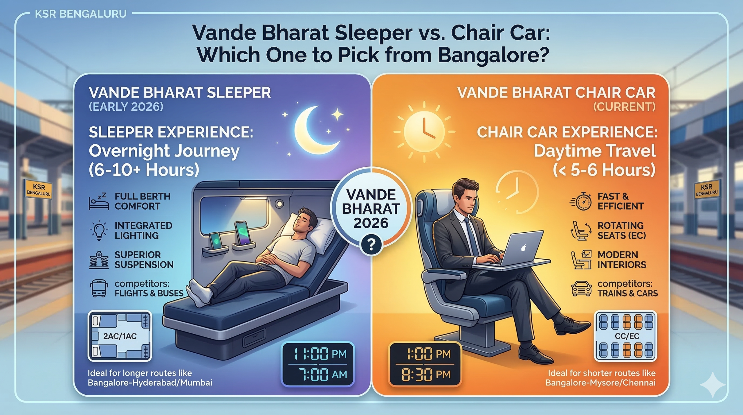 Vande Bharat Sleeper vs. Chair Car: Which One to Pick from Bangalore?