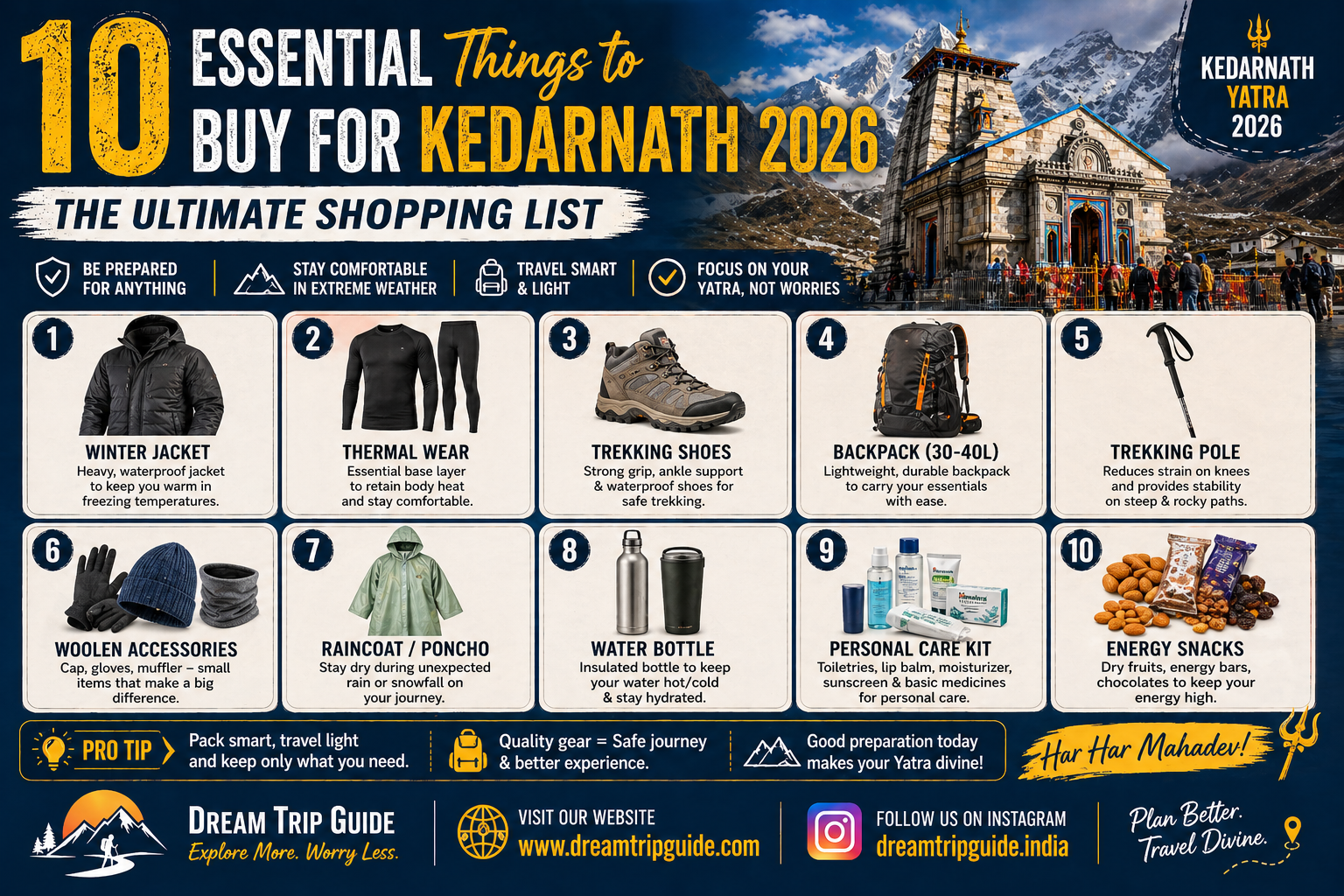 10 Essential Things to Buy for Kedarnath 2026: The Ultimate Shopping List