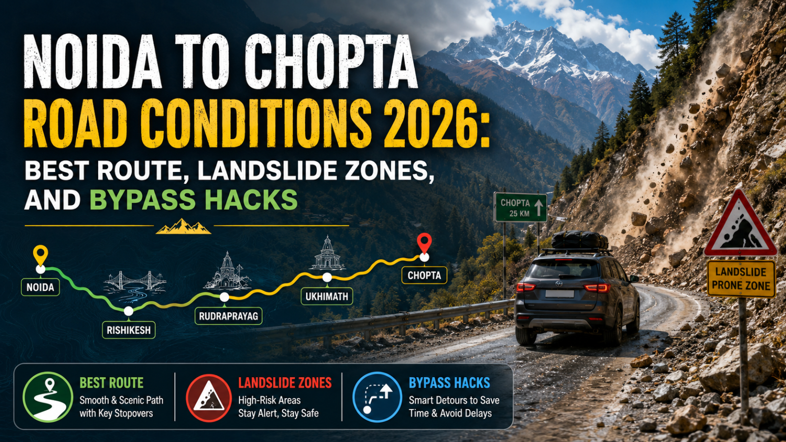 Noida to Chopta Road Conditions 2026: Best Route, Landslide Zones, and Bypass Hacks