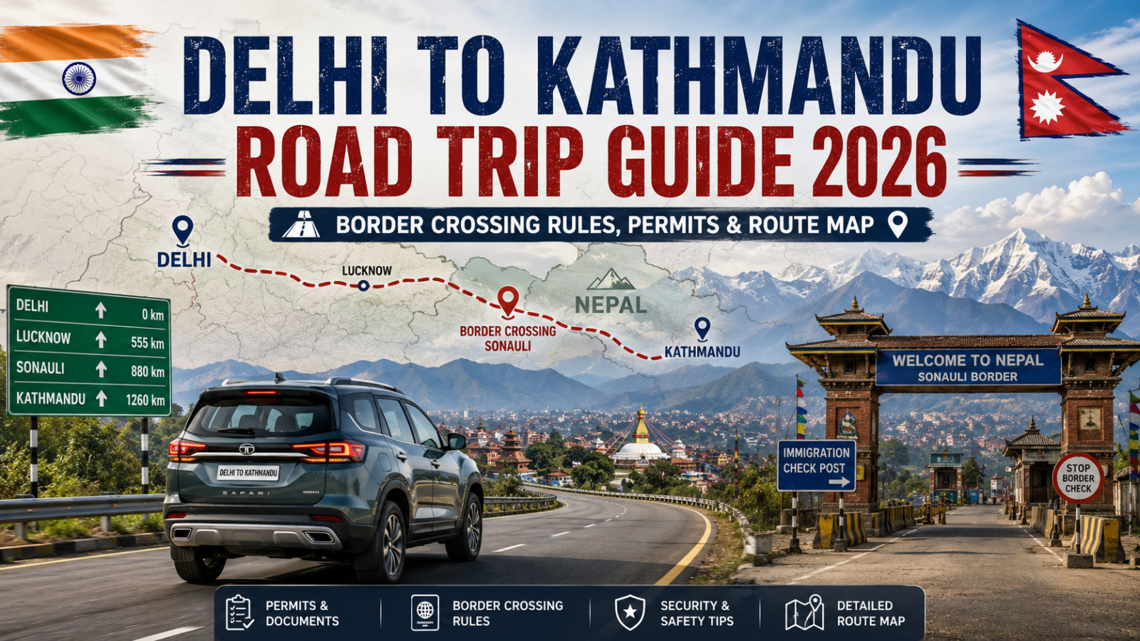 Delhi to Kathmandu Road Trip Guide 2026: Border Crossing Rules, Permits & Route Map